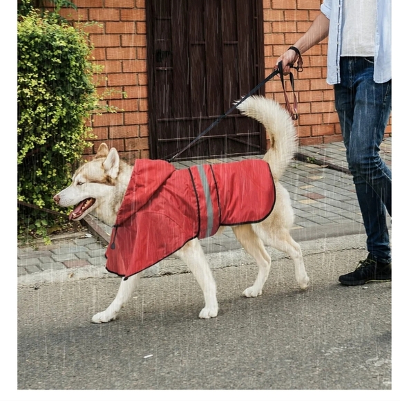 Red Reflective Dog Raincoat New In Box - Picture 4 of 11